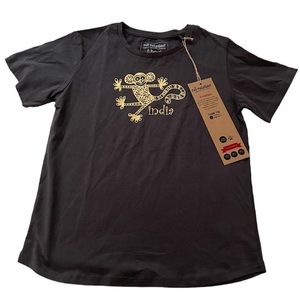 No Nasties Organic Fair Trade Cotton Tee  with India Monkey Print Size 7-9 years